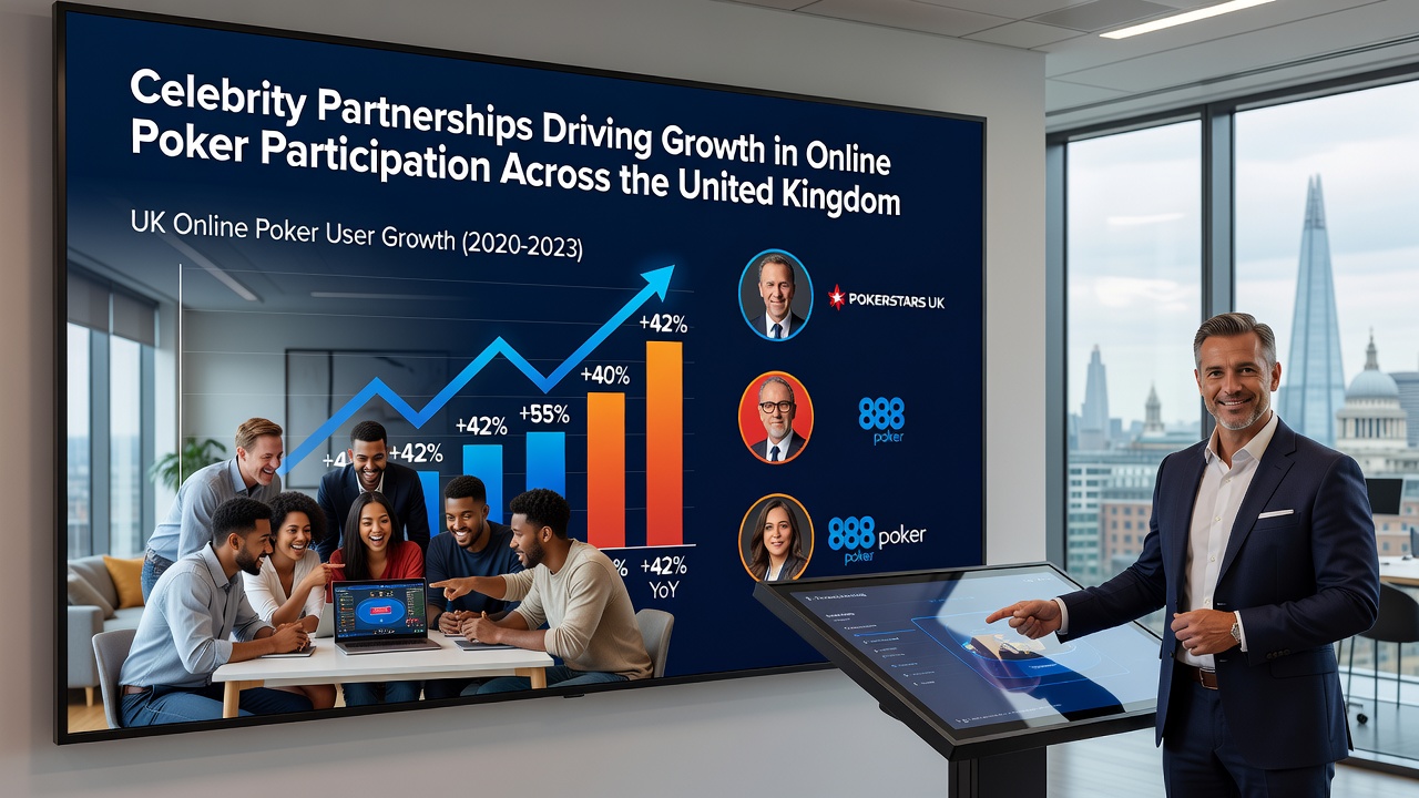Data charts illustrating online poker growth trends linked to celebrity endorsements in Britain
